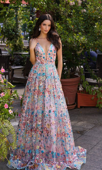 Multi-Color Sequin-Print Long Prom Dress R1430