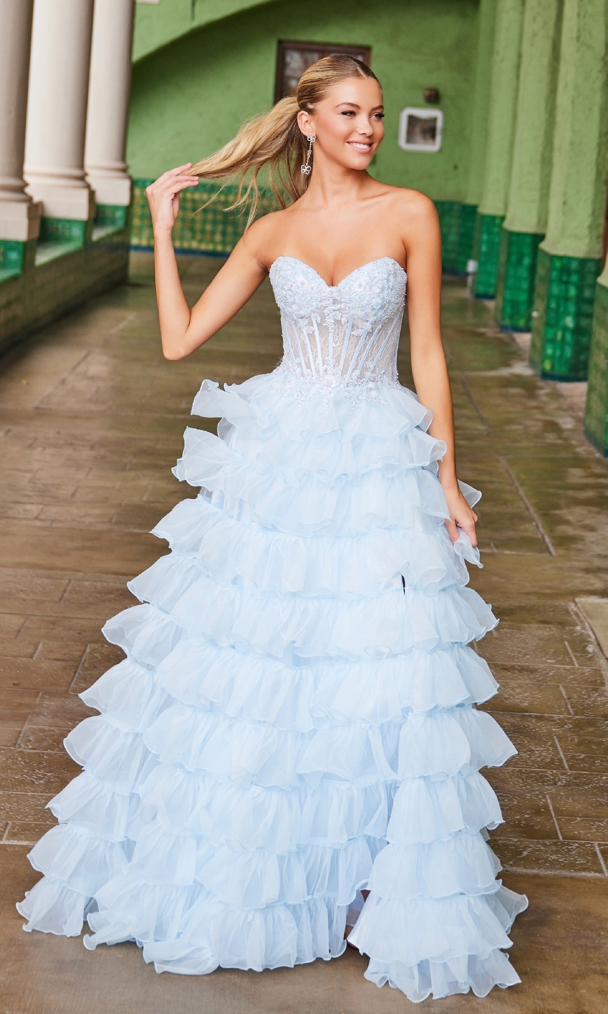 sachin and babi light blue dress ruffles on ruffles ✨✨ Miah Vega #BridalElegance, #love #obsessed #gorgeous  #style #fashion #white #whitedress #ruffles #corset #prom #promdress  #promstyle #prom2026 #prom26 #prom2k26 #officialmiahvega main image 0