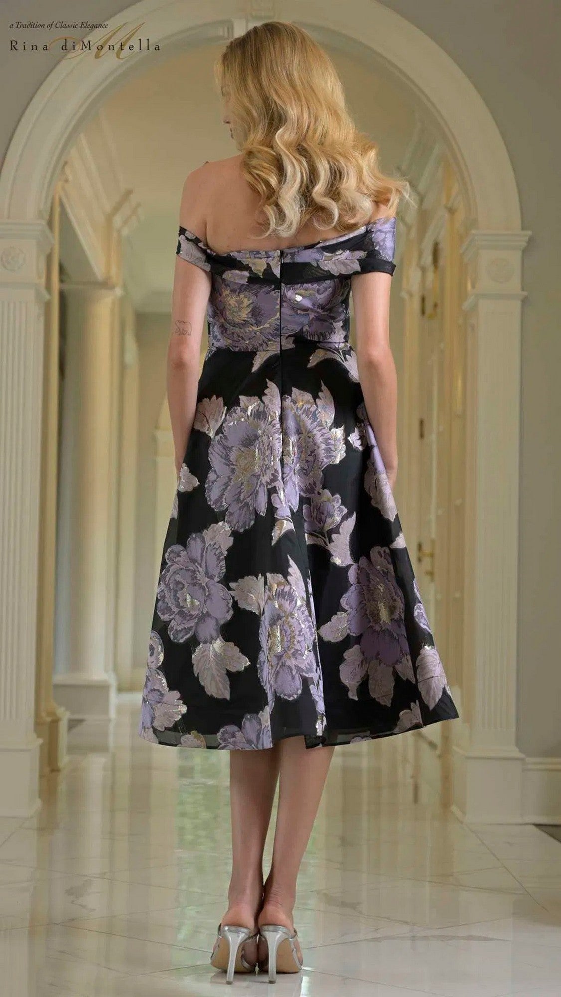 Rina Di Montella RD210 Semi-Formal Knee-Length Dress Lavender Black / 16