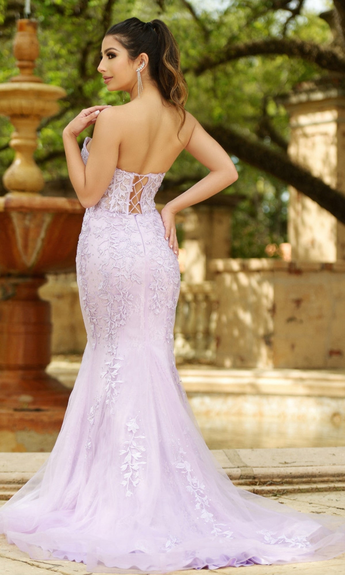 Velvi Long Strapless Lace Mermaid Prom Dress Reva