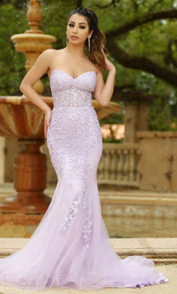 Velvi Long Strapless Lace Mermaid Prom Dress Reva