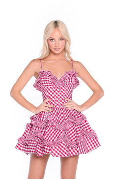 gingham mini dress Rosetta Red Cottagecore Gingham Cute Summer Mini Dress Cherry Gingham / XSmall