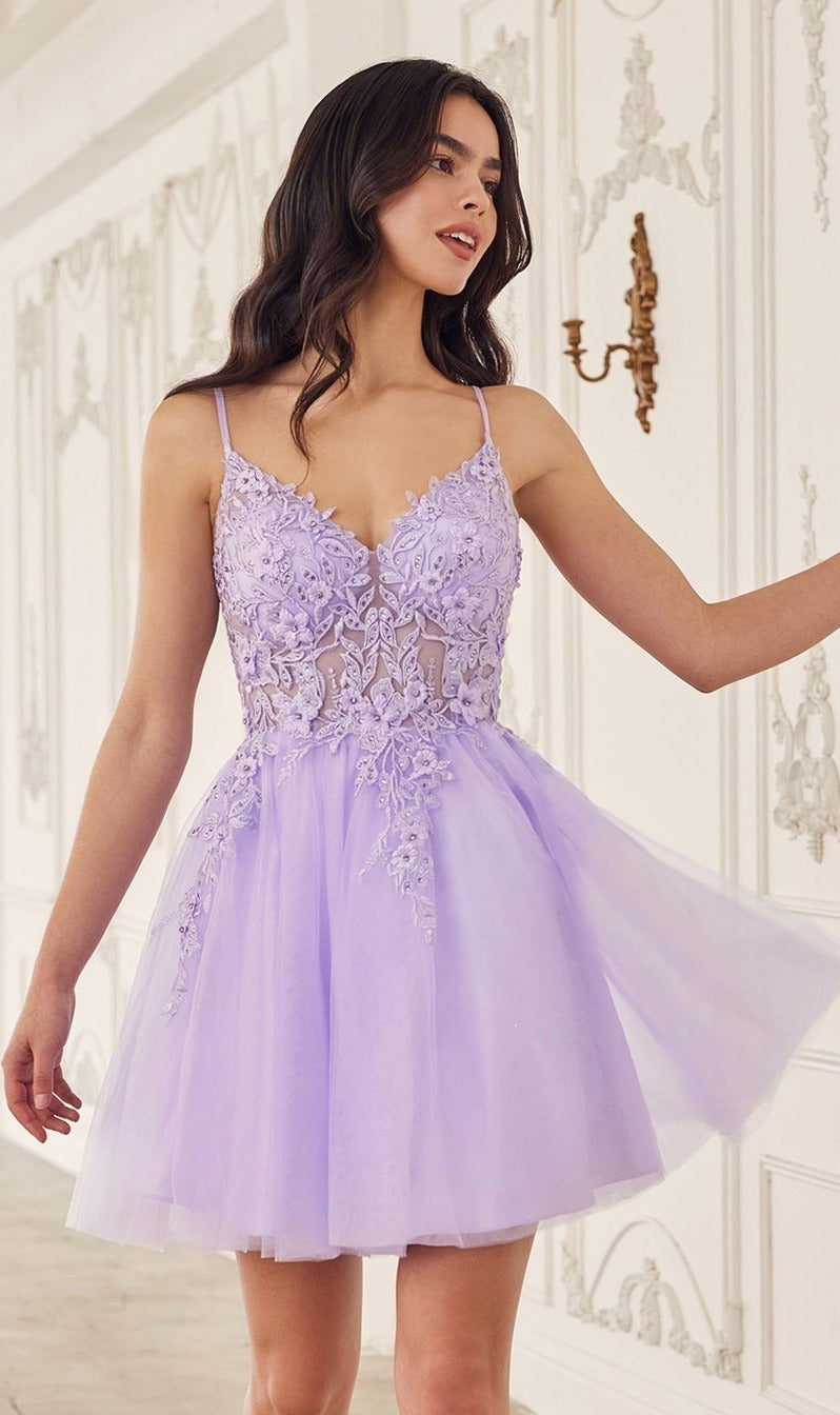 Short Babydoll Homecoming Dress: CLSF047 Lavender / 2XSmall Short Babydoll Homecoming Dress: CLSF047 Lavender / 2XSmall