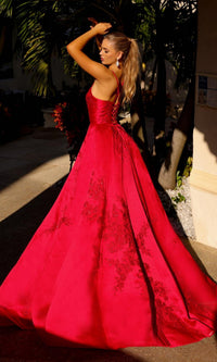 Lace-Up Long Embroidered Prom Ball Gown SU074