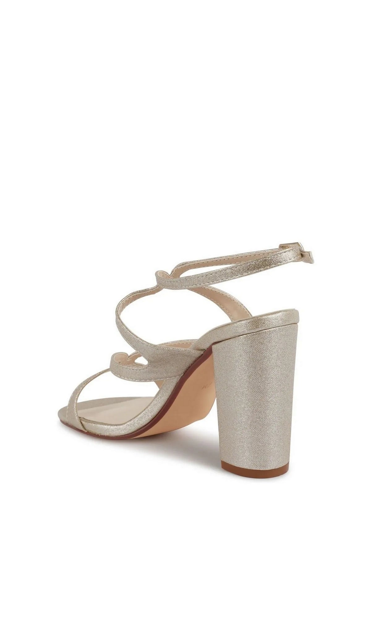 Shiloh Champagne Prom Shoes: Touch Ups 4720, champagne-colored strappy sandals with a shimmer finish and a block heel.