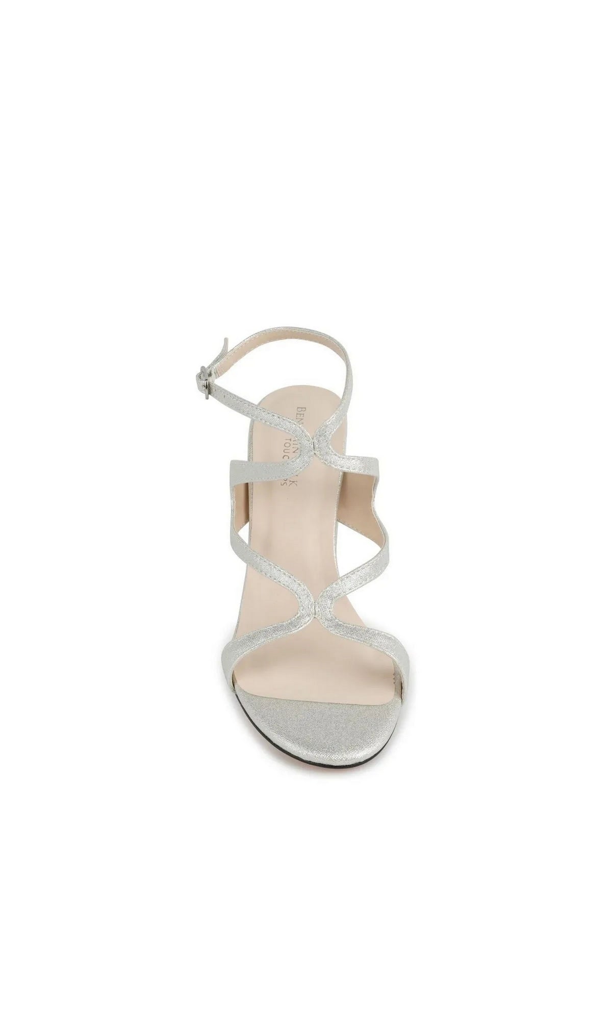 Shiloh Silver Prom Shoes: Touch Ups 4719 silver glitter heeled sandal with shimmery crisscross straps and an ankle strap, perfect as block heel prom shoes.