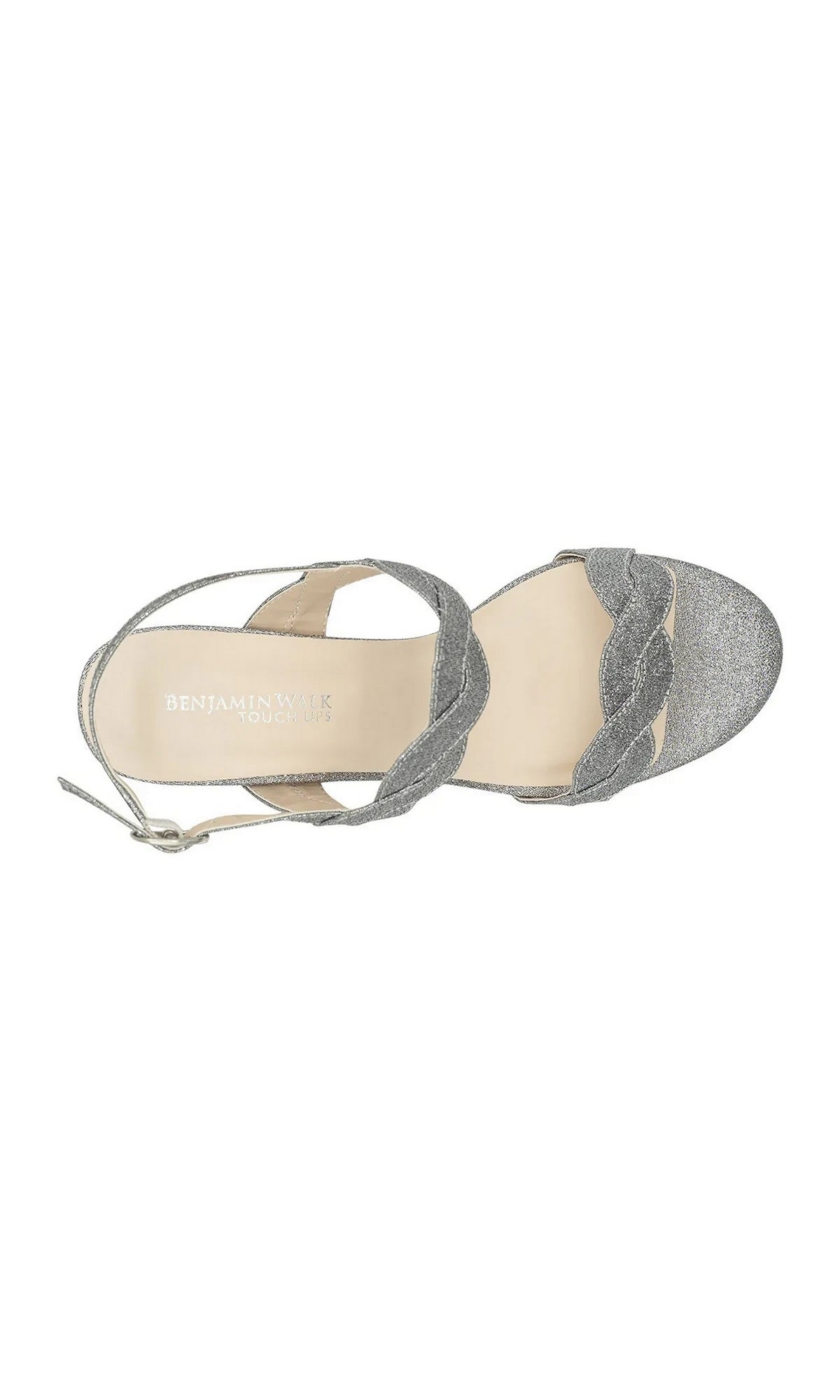 Silver glitter block heel with a braided toe strap, the Simone Pewter Prom Shoes: Touch Ups 4683.
