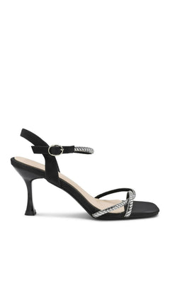 Sunny Black Prom Shoes: Touch Ups 4735 in black with rhinestone-accented strappy styling and an ankle buckle.