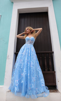 Sequin-Floral Strapless Long Prom Ball Gown T1332