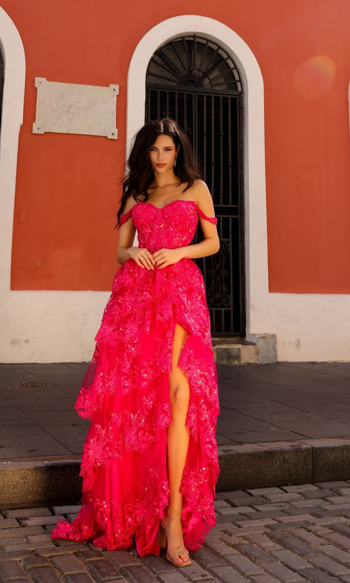 Long Lace A-Line Prom Dress with Ruffles Lilac / 8 Long Lace A-Line Prom Dress with Ruffles Lilac / 8