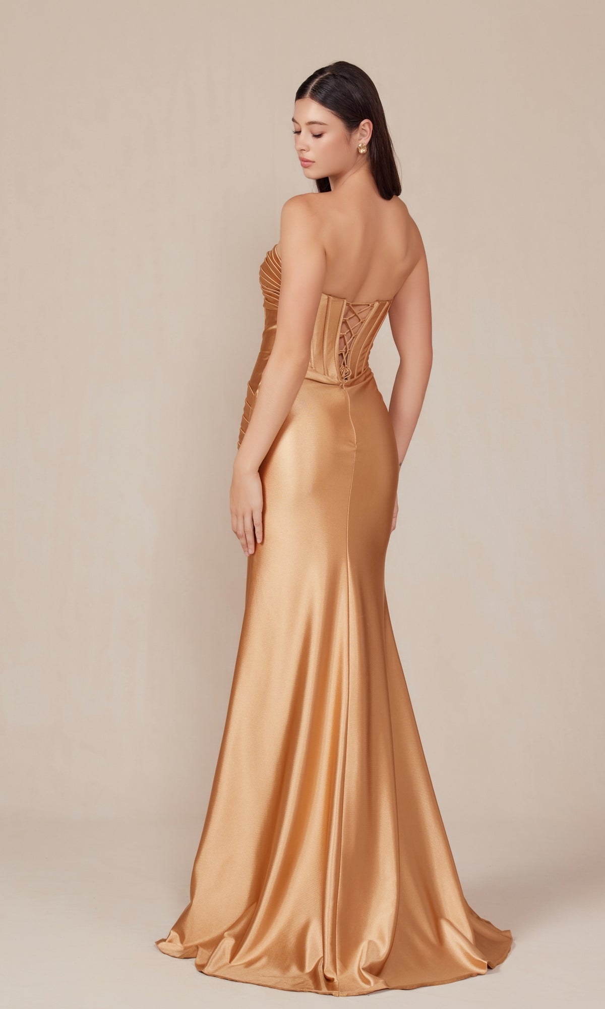 fitted lace wedding dress Red Satin Mermaid Column Gold Beaded Sleeveless Long Prom Dresses