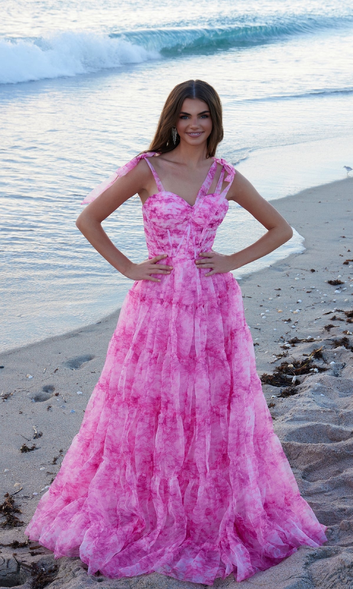 Tie-Dye Long Ruffle Prom Dress: Nox Anabel T1501