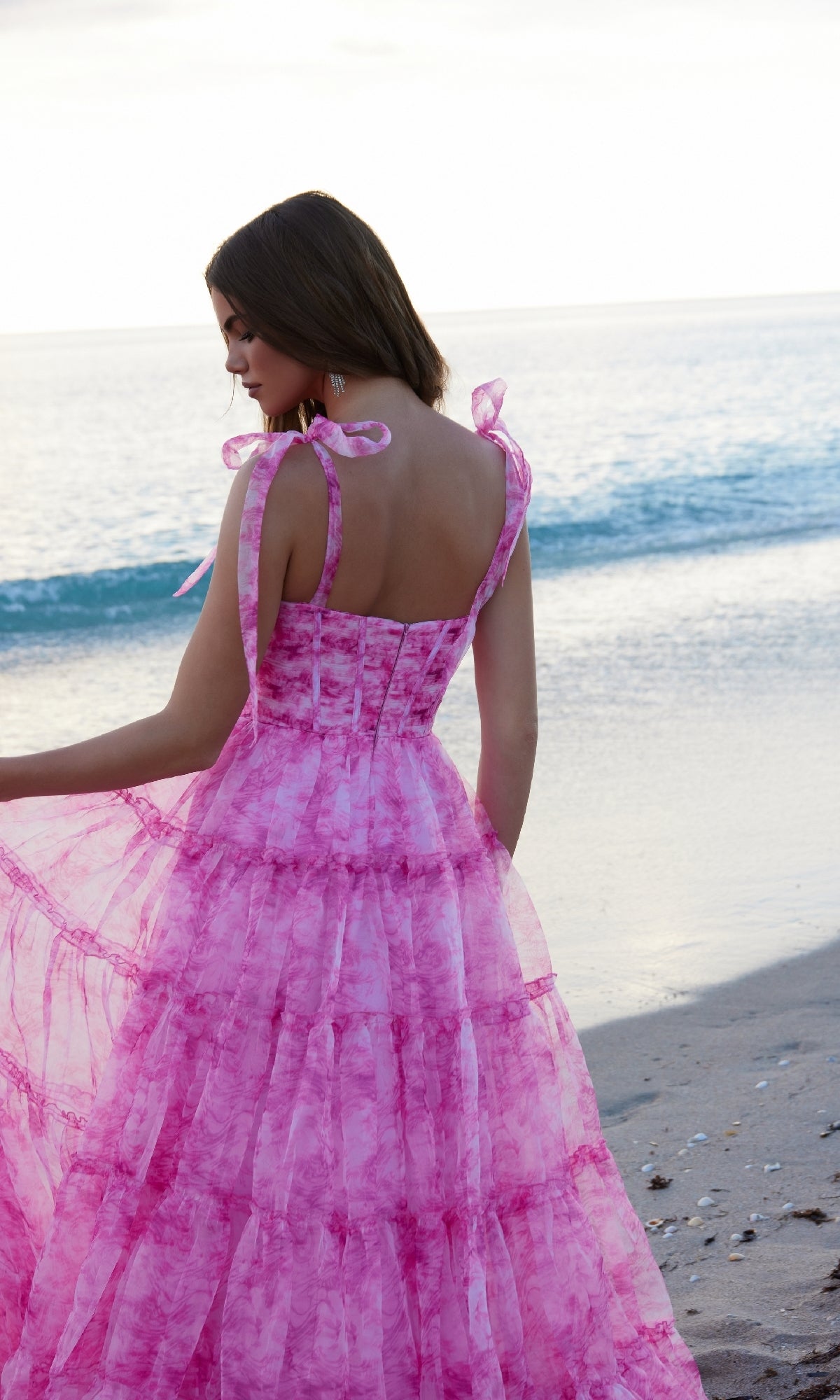 Tie-Dye Long Ruffle Prom Dress: Nox Anabel T1501