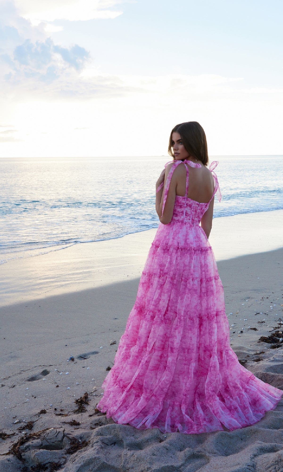 Tie-Dye Long Ruffle Prom Dress: Nox Anabel T1501