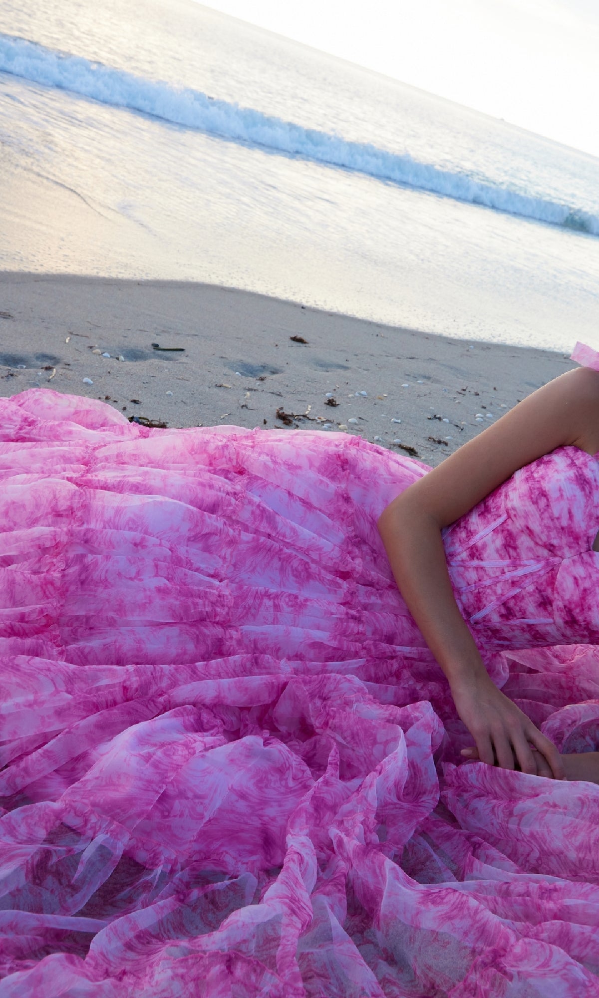 Tie-Dye Long Ruffle Prom Dress: Nox Anabel T1501