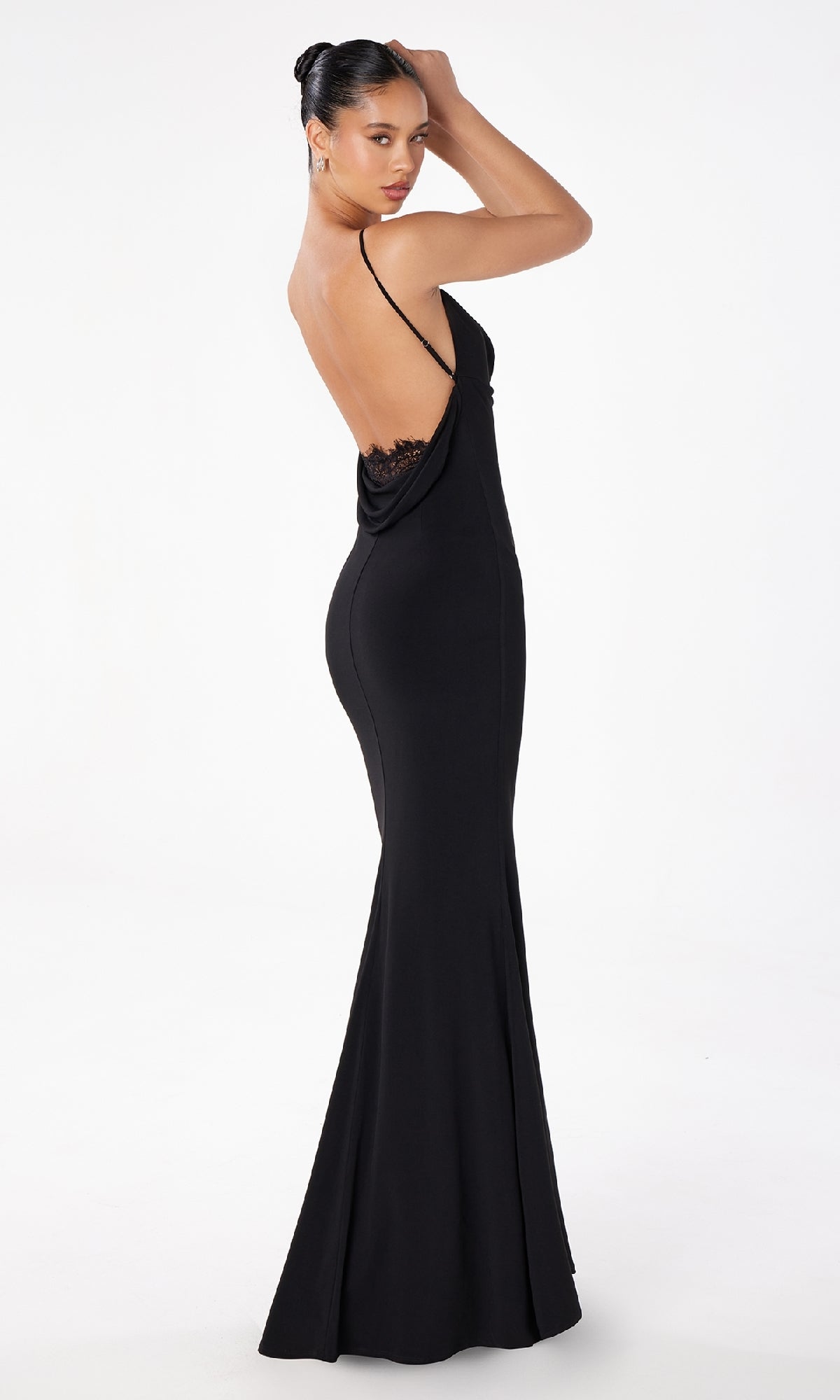Spaghetti-Strap Long Prom Dress with Cowl Open Back – PromGirl