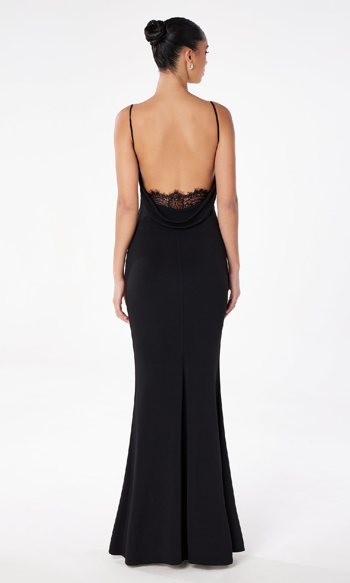 Spaghetti-Strap Long Prom Dress with Cowl Open Back PromGirl