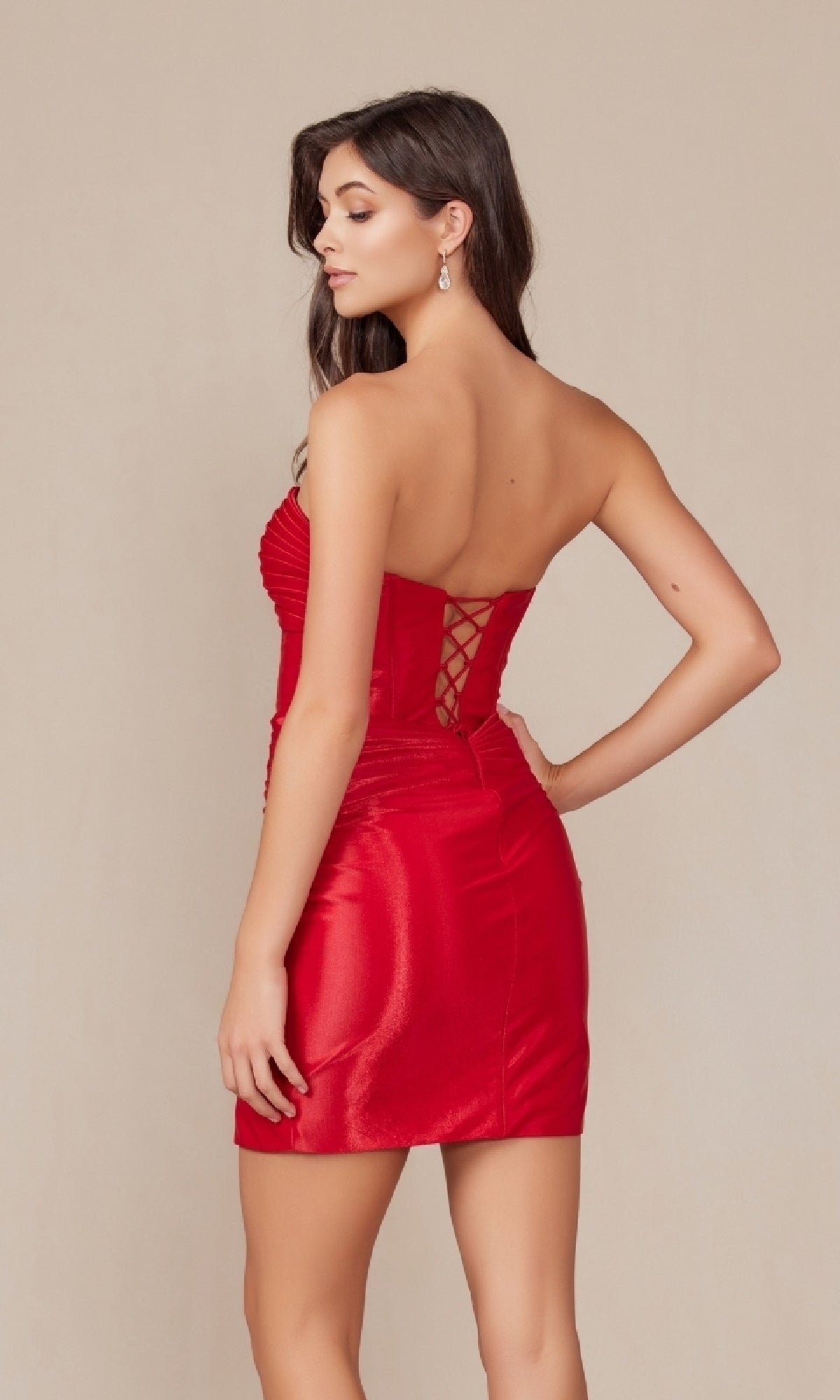 Lace-Up Strapless Short Homecoming Dress with Cut Out Deep Teal / 10 Lace-Up Strapless Short Homecoming Dress with Cut Out Deep Teal / 10