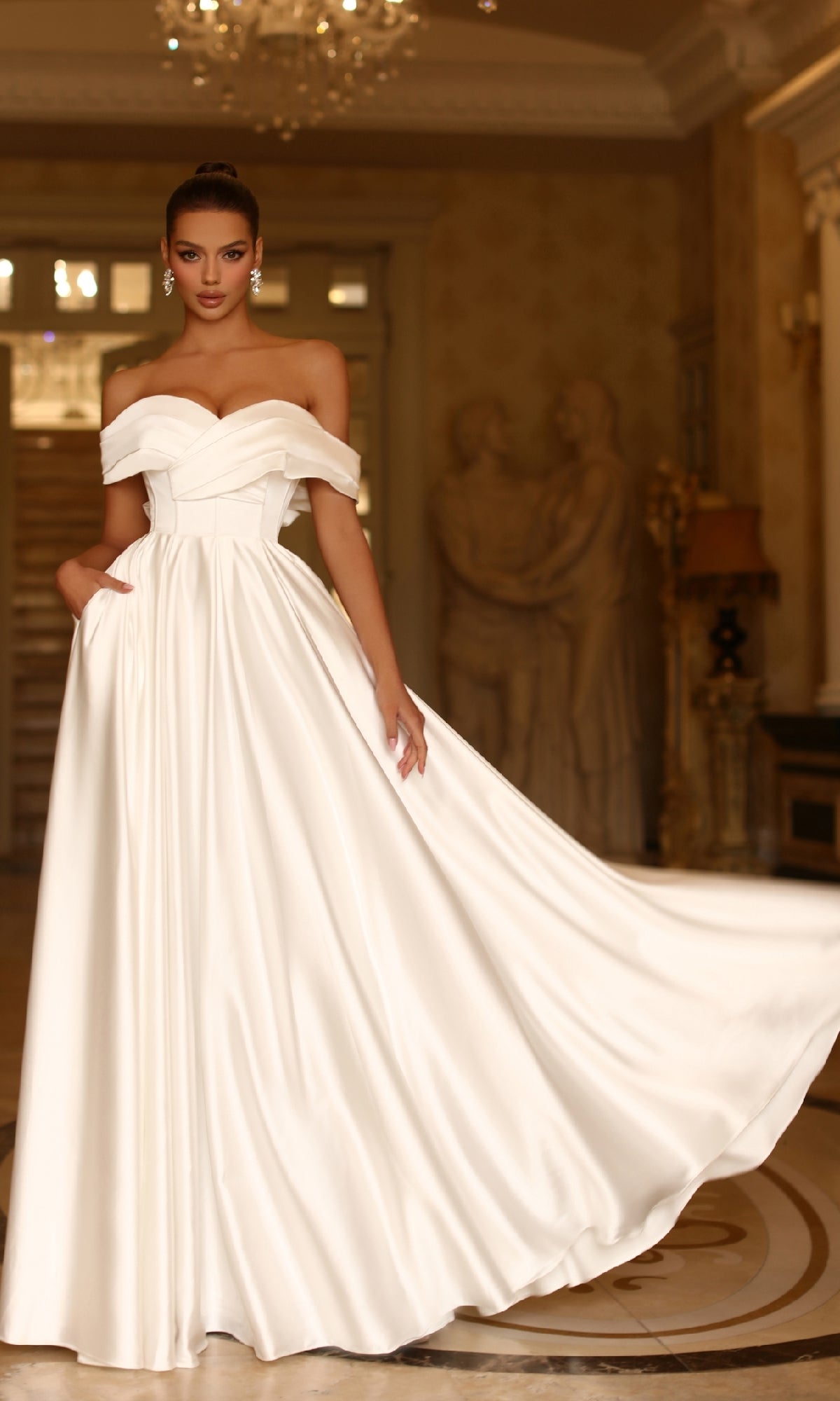 Off-the-Shoulder Off-White Long A-Line Prom Dress Off White / 0 Off-the-Shoulder Off-White Long A-Line Prom Dress Off White / 0
