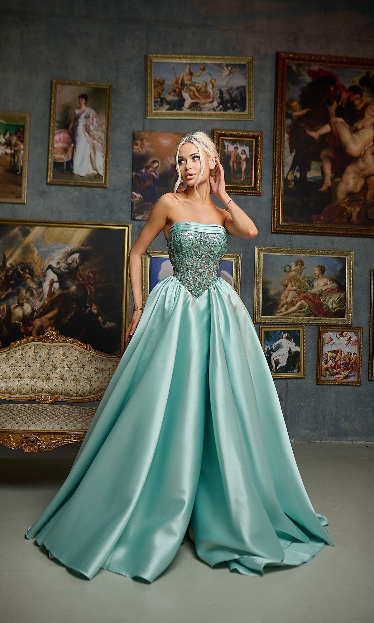 Tina Holly TE706 Long Formal Dress Soft Mint / 2