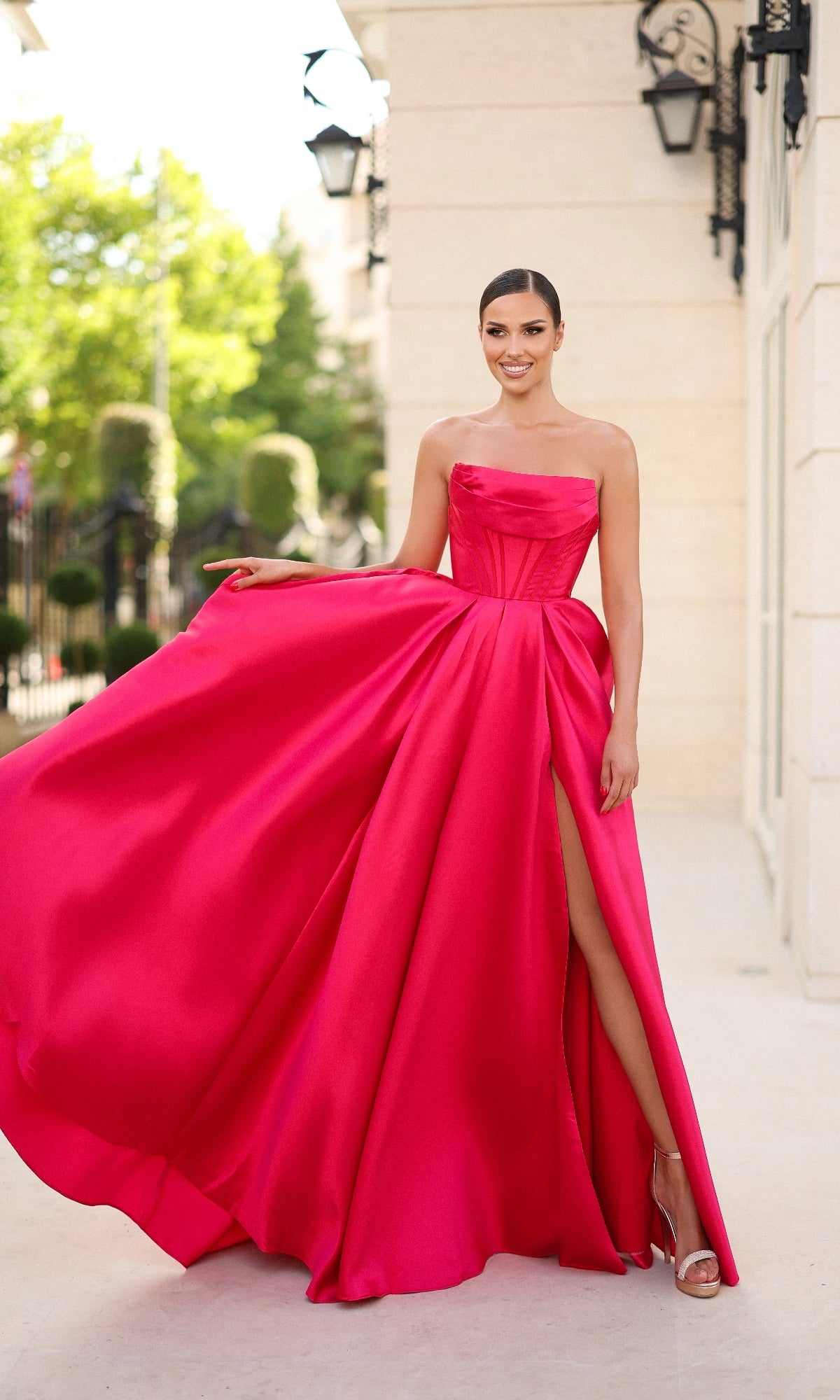white christmas dresses Off-The-Shoulder Long A-Line Prom Dress with Corset Off White / 10 main image 1