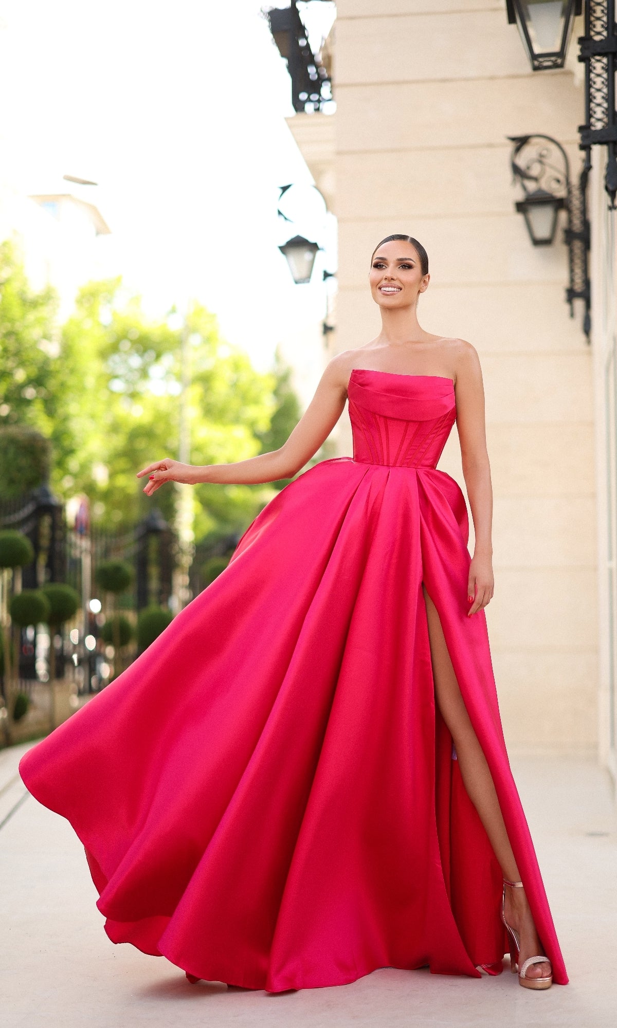 classic pink dress Strapless Long Prom with A-Line Skirt Navy / 16 and you’re effortlessly chic Color:M-Light Champagne Midi dress - Embroidered collection-spring-summer