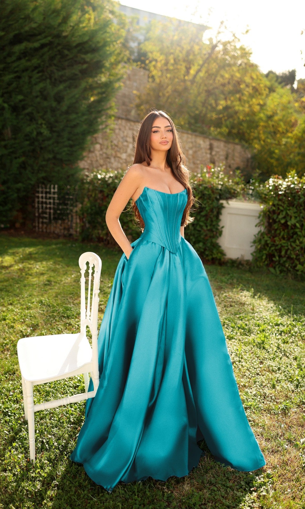 Tina Holly TK804 Long Formal Dress Aqua Lake / 6