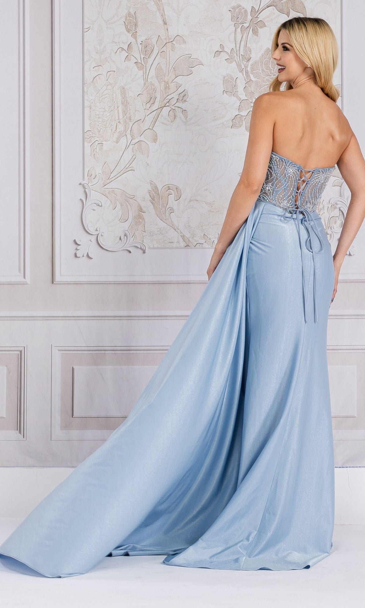 Side Drape Strapless Long Prom Dress TM1005