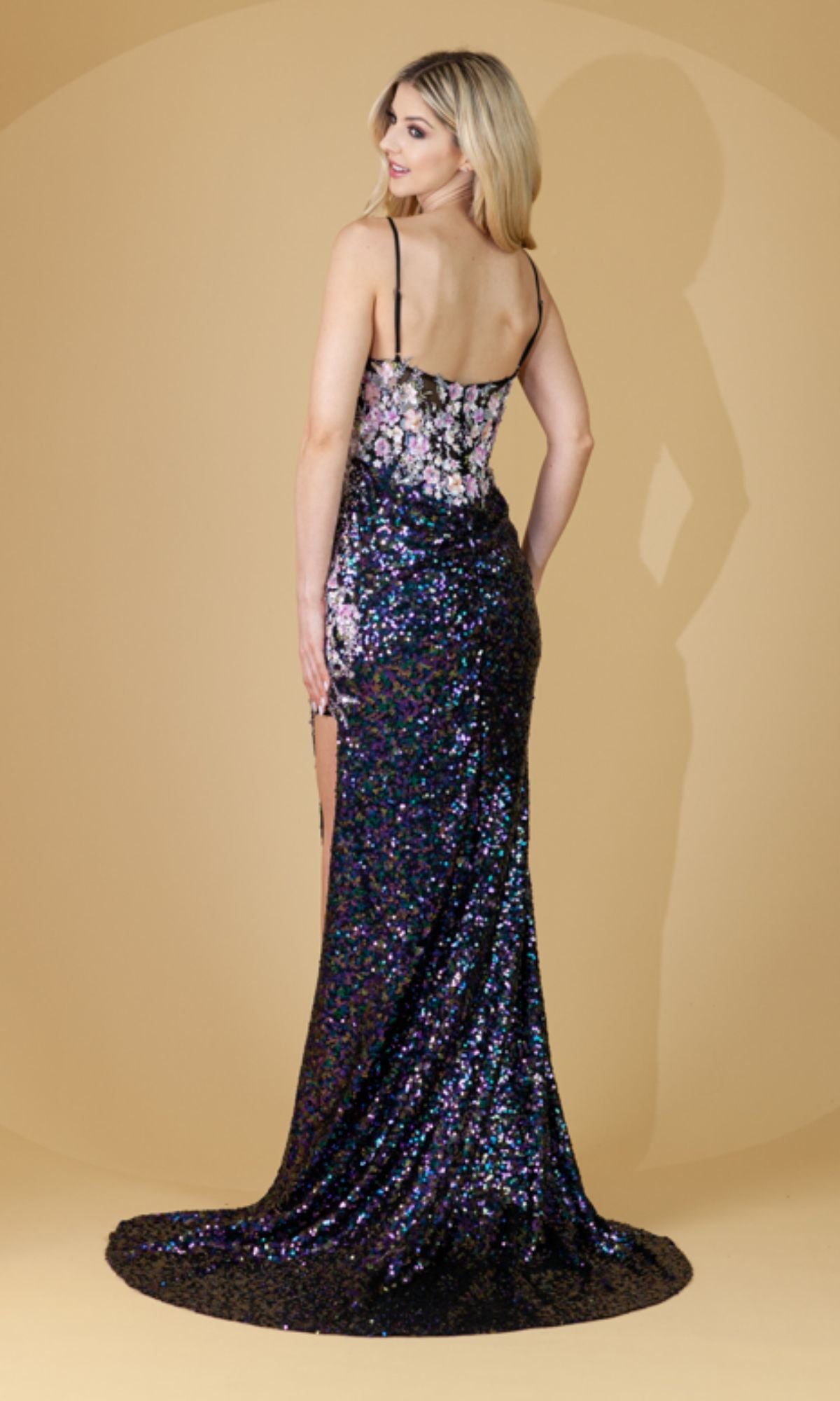 Amelia Couture Beaded Sequin Prom Dress with Slit Lilac / 10