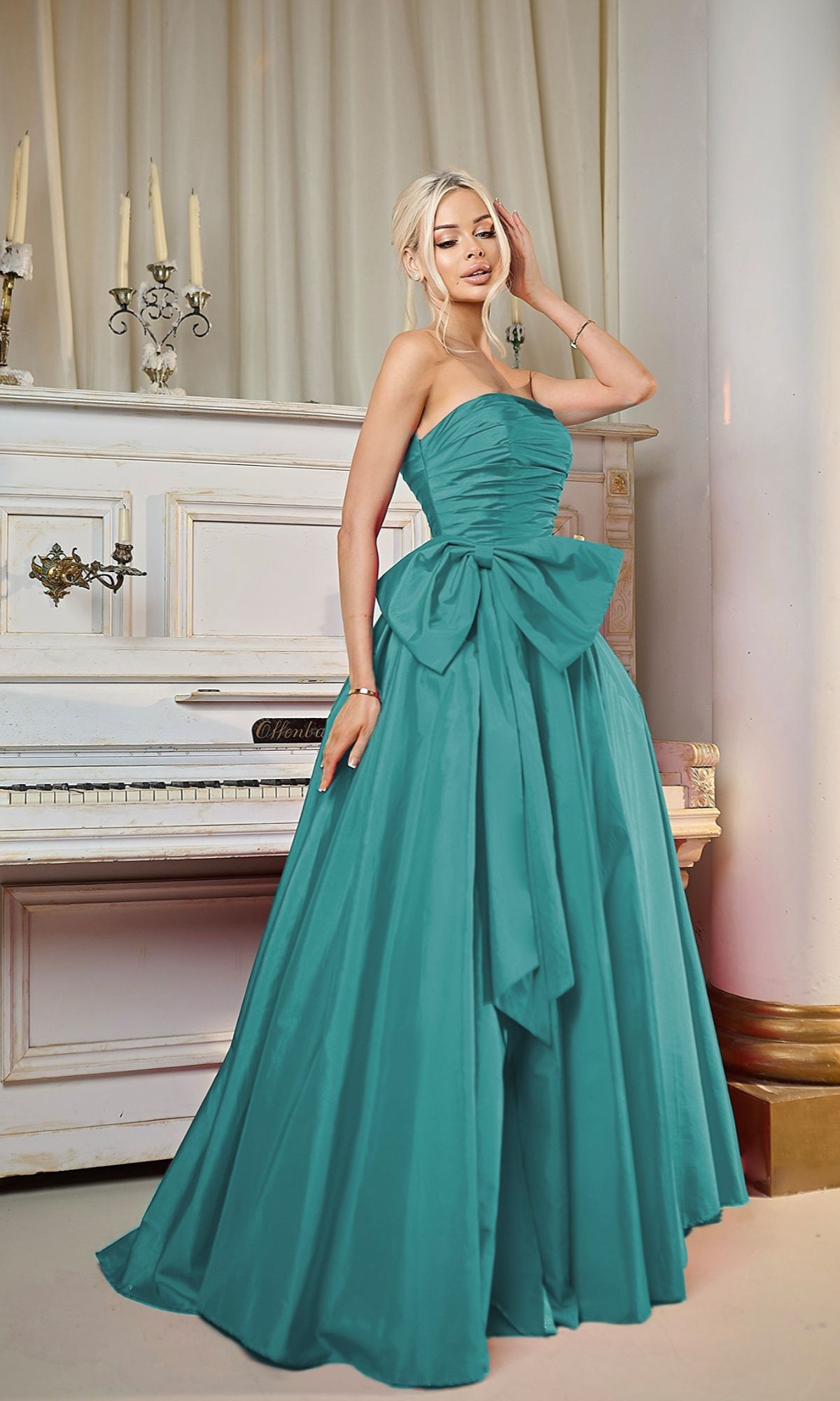 Tina Holly TW603 Long Formal Dress Turquoise / 4