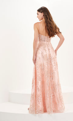 Beaded and Sequin Tulle Prom Dress with Sheer Corset PromGirl Beaded and Sequin Tulle Prom Dress with Sheer Corset PromGirl