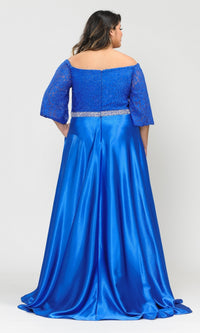 Bell-Sleeve Plus-Size Long Prom Dress W1008