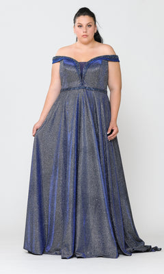 Glitter-Knit Long Plus-Size Prom Dress - PromGirl Glitter-Knit Long Plus-Size Prom Dress - PromGirl