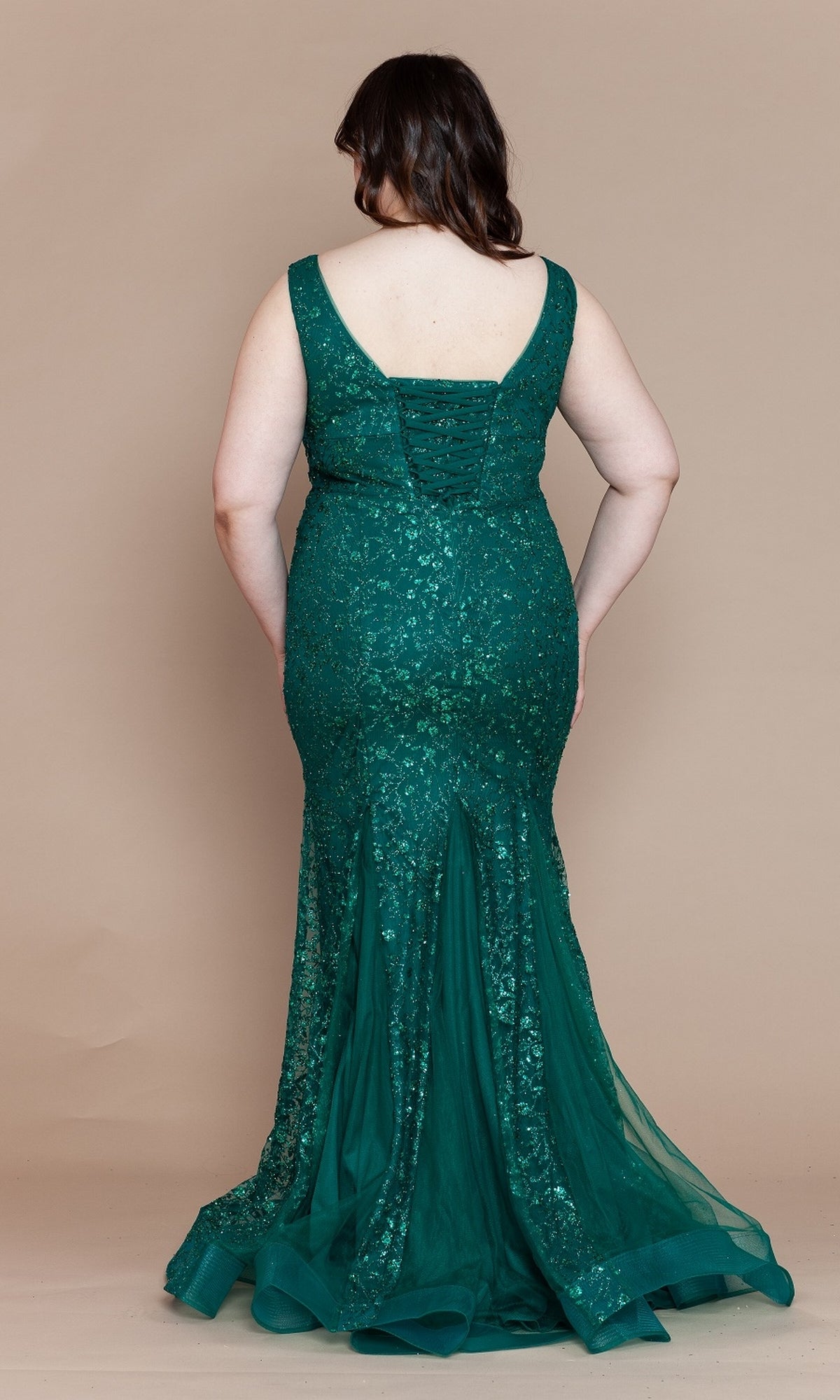 Plus-Size Long Glitter Mermaid Prom Dress W1136