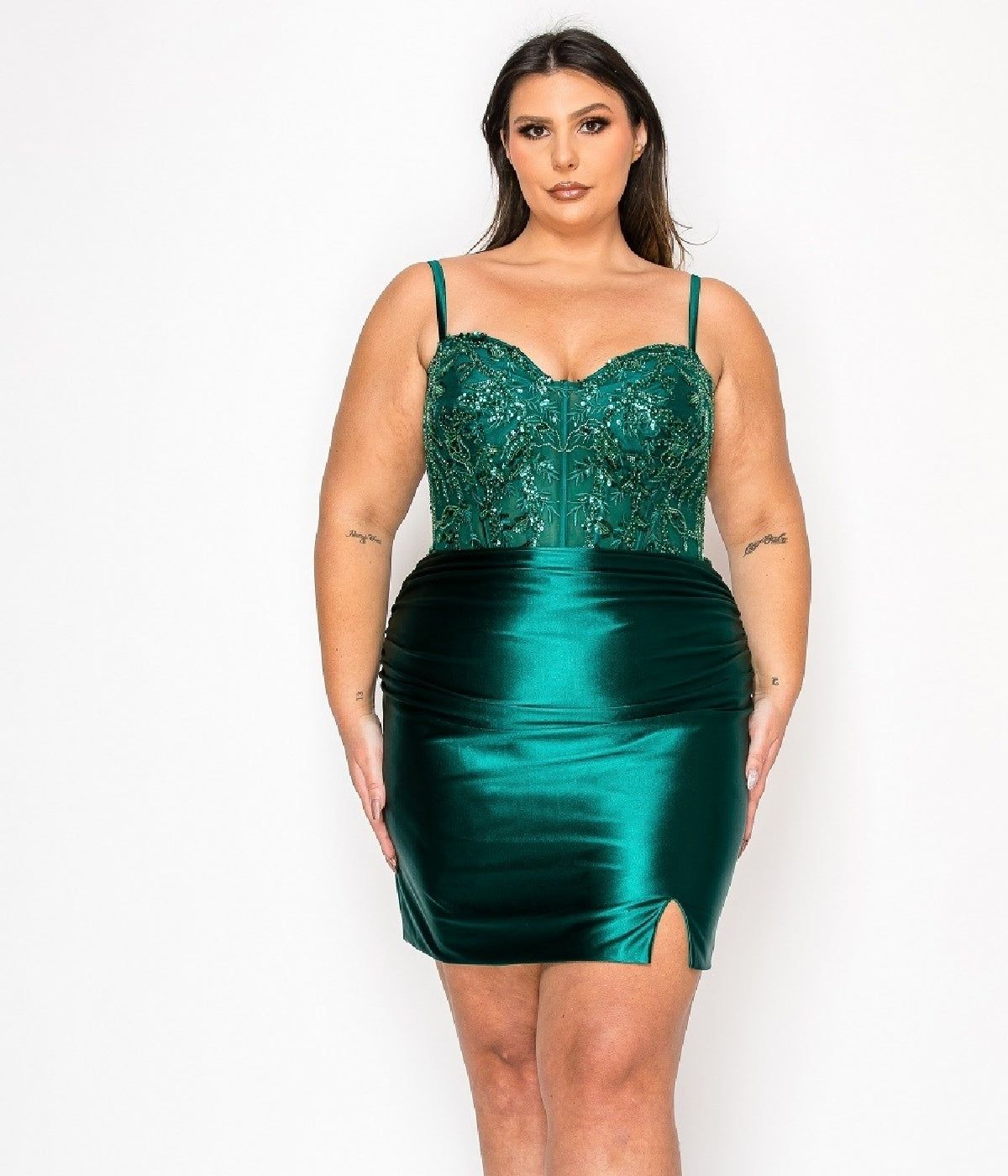 plus size petite formal dresses Plus-Size Short Semi-Formal Dress: Poly USA W1178 Green / 14W day quality guarantee please BABEYOND Women's Flapper Dress Color:Hot Pink Silver colour: navy-floral-high-neck-fishtail-dress