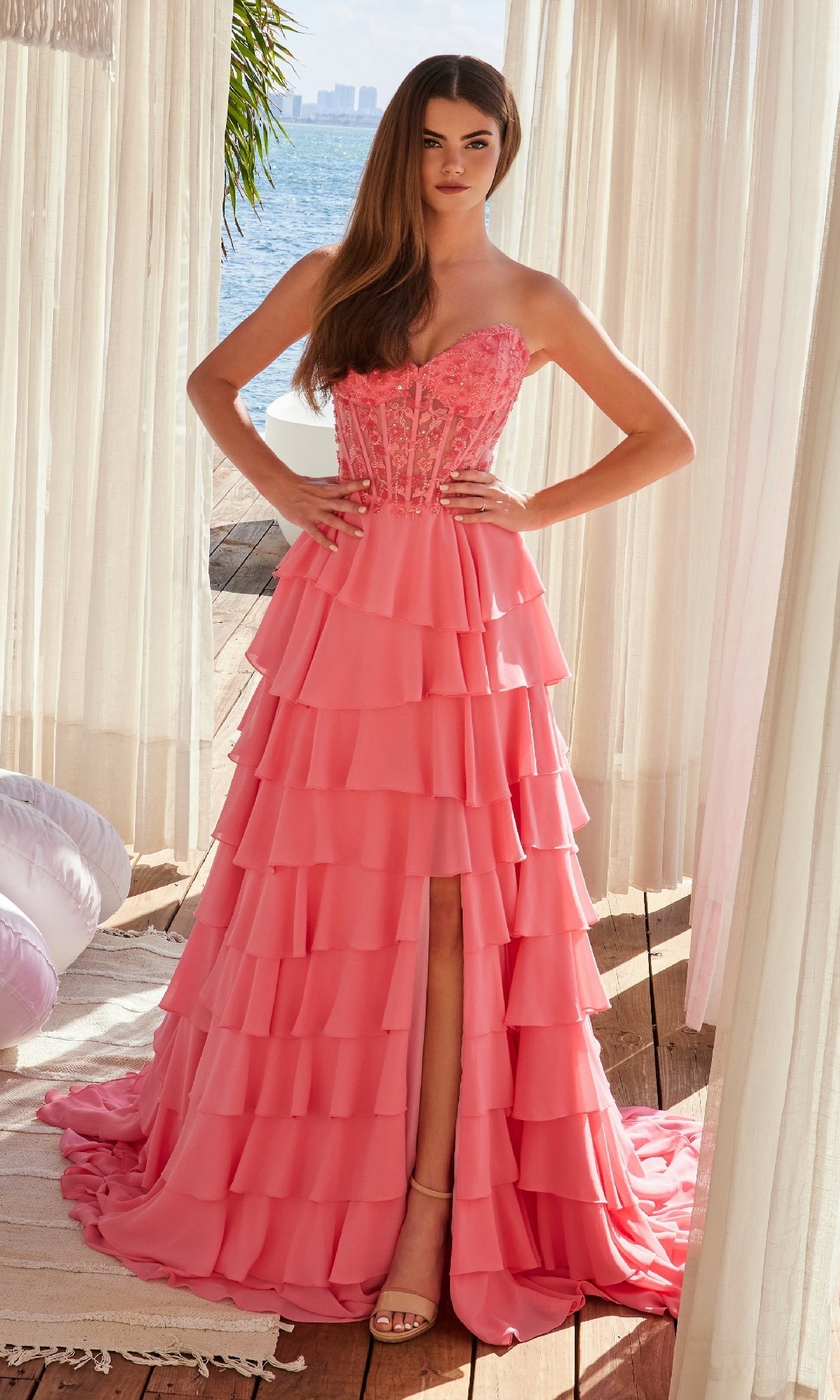Strapless Long Corset Prom Dress with Ruffled Skirt– PromGirl
