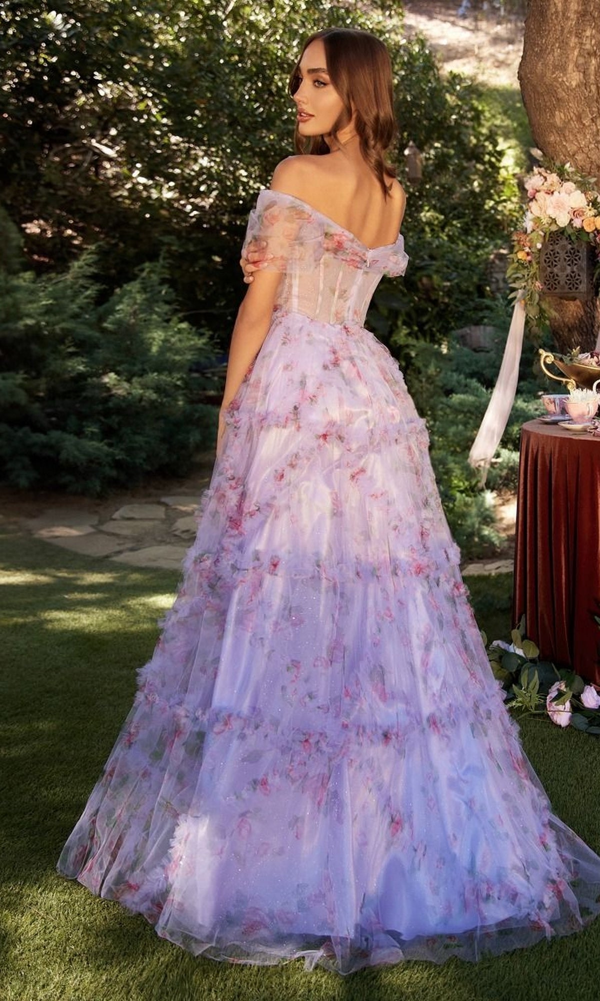 Light Purple Floral Print Prom Dress A1286