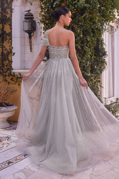 sachin and babi light blue dress Andrea and Leo A1314 Silver Pageant Gown– PromGirl