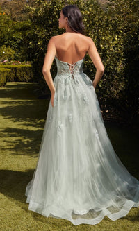 Sage Green Strapless A-Line Long Prom Gown A1346