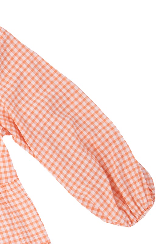 Short Gingham Print Tiered Casual Dress FGDR31L009