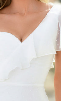 Ace White Graduation Dress with One Flutter Sleeve