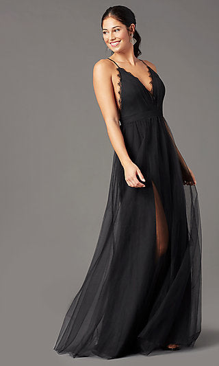 Black Sequin Off-shoulder Long Sleeve Prom Dress - Xdressy