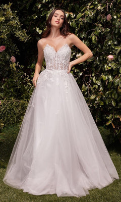 Strapless Long White Wedding Gown: Ladivine C148W Off White / 2