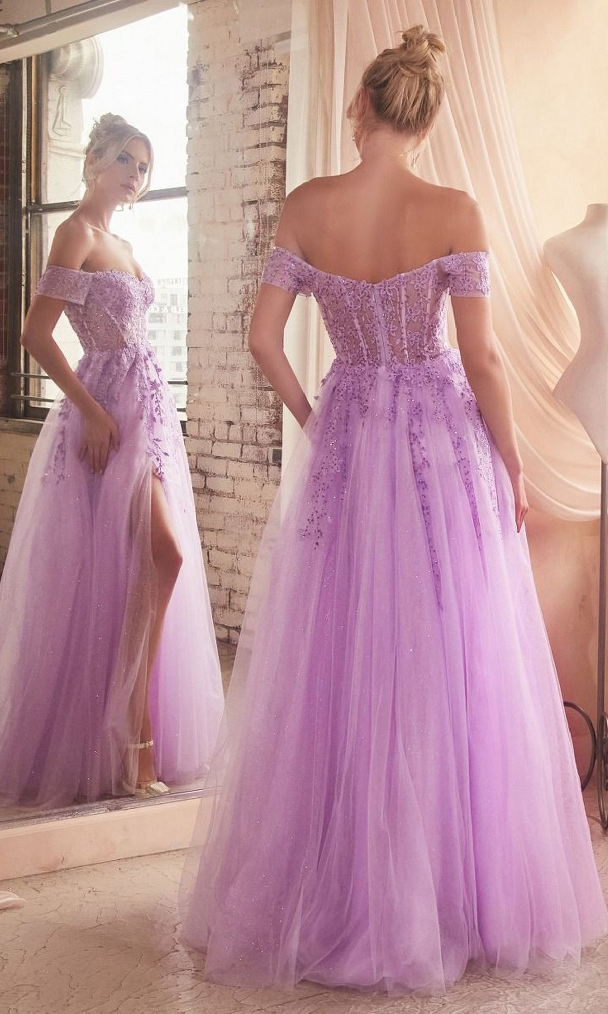 Off-the-Shoulder Long A-Line Prom Dress C154