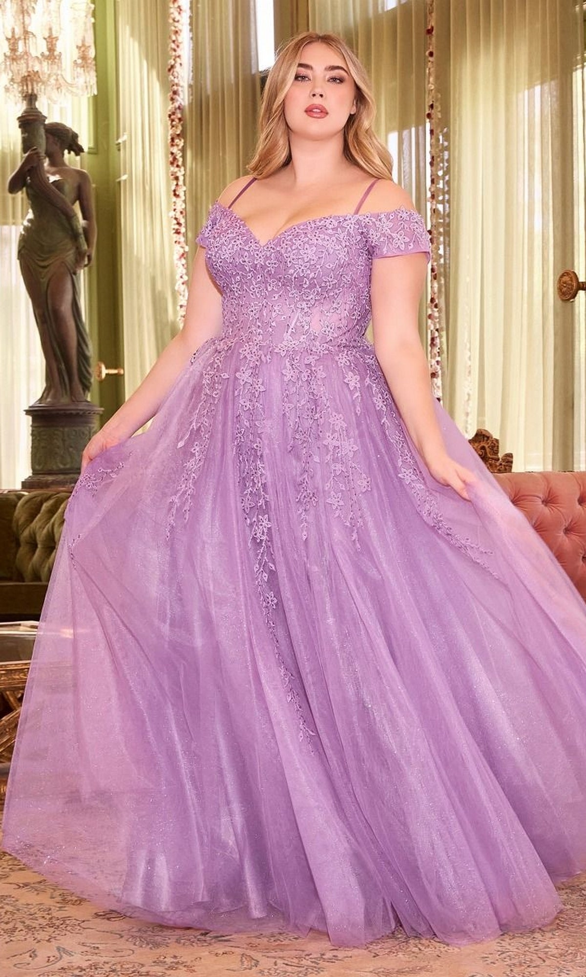 Plus-Size Off-the-Shoulder Long Prom Dress C154C