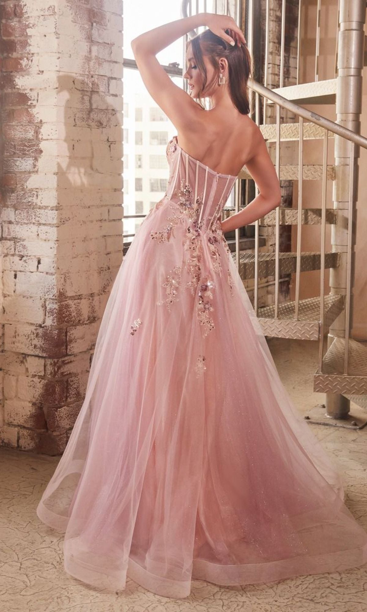 Blush Pink Strapless Prom Ball Gown CB142