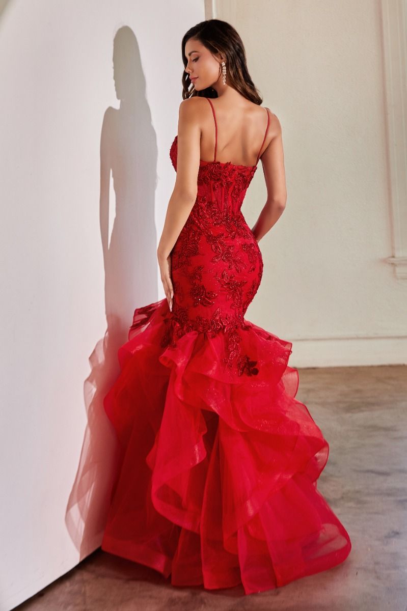 Long Ruffle Mermaid Prom Dress: Ladivine CC8915