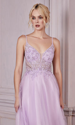 Beaded-Bodice Long Tulle A-Line Prom Dress - PromGirl Beaded-Bodice Long Tulle A-Line Prom Dress - PromGirl