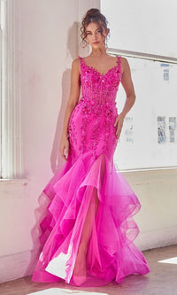 Bright Fuchsia Pink Long Mermaid Prom Dress CD331