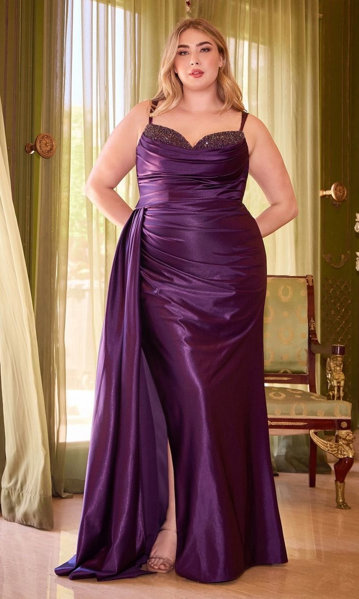 Long Plus-Size Prom Dress CD349C by Ladivine